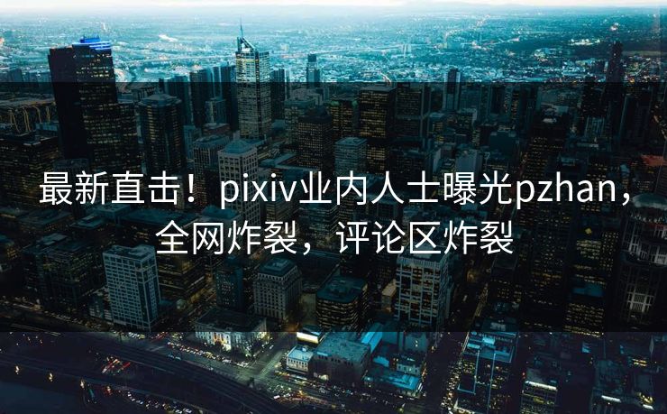 最新直击！pixiv业内人士曝光pzhan，全网炸裂，评论区炸裂