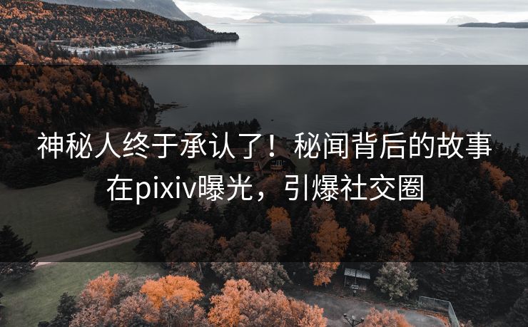 神秘人终于承认了！秘闻背后的故事在pixiv曝光，引爆社交圈