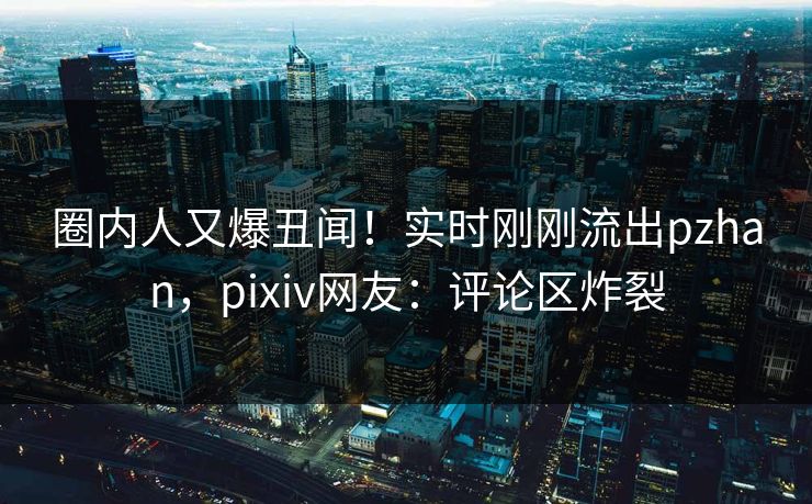 圈内人又爆丑闻！实时刚刚流出pzhan，pixiv网友：评论区炸裂