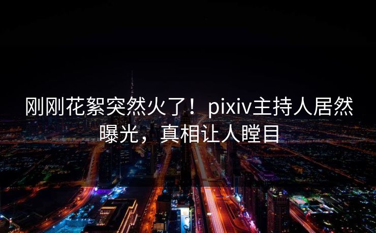 刚刚花絮突然火了！pixiv主持人居然曝光，真相让人瞠目