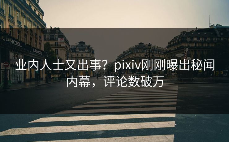 业内人士又出事？pixiv刚刚曝出秘闻内幕，评论数破万