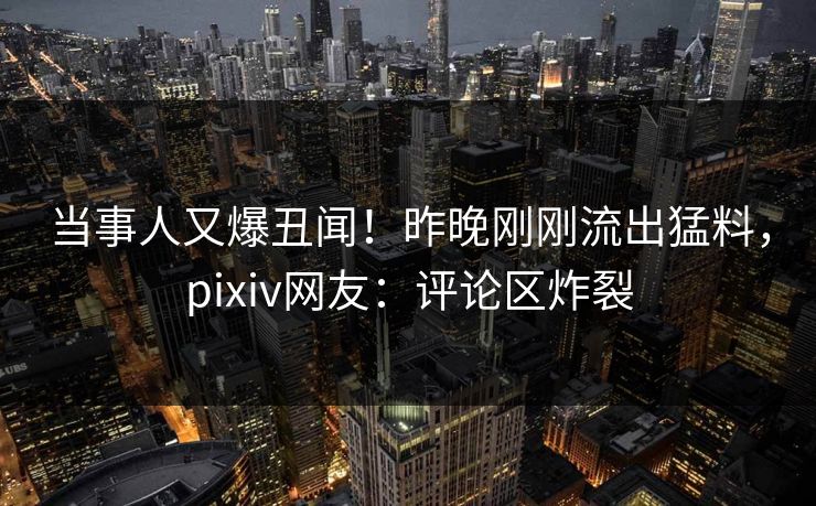 当事人又爆丑闻！昨晚刚刚流出猛料，pixiv网友：评论区炸裂