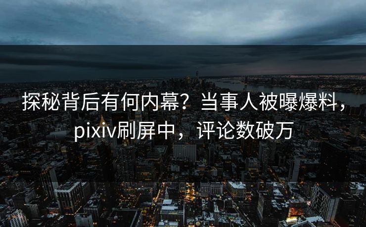 探秘背后有何内幕？当事人被曝爆料，pixiv刷屏中，评论数破万