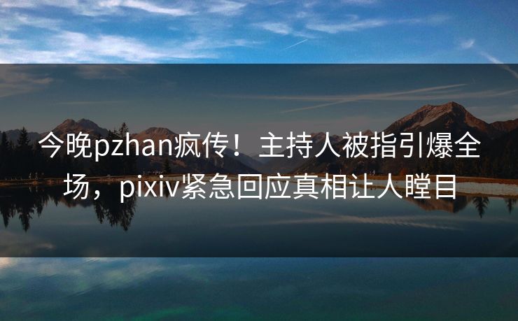 今晚pzhan疯传！主持人被指引爆全场，pixiv紧急回应真相让人瞠目