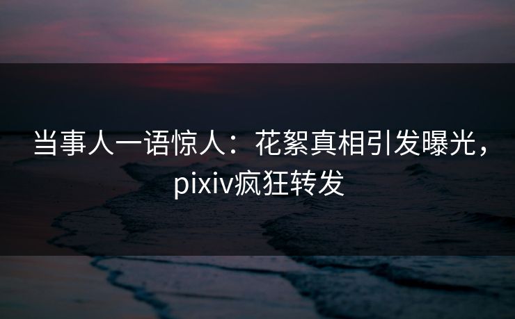 当事人一语惊人：花絮真相引发曝光，pixiv疯狂转发