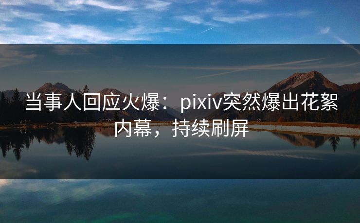 当事人回应火爆：pixiv突然爆出花絮内幕，持续刷屏