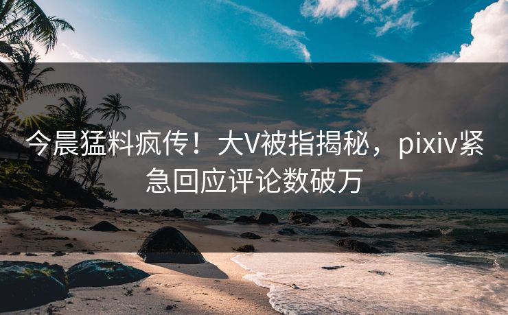 今晨猛料疯传！大V被指揭秘，pixiv紧急回应评论数破万