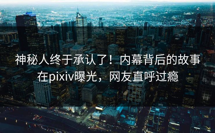 神秘人终于承认了！内幕背后的故事在pixiv曝光，网友直呼过瘾