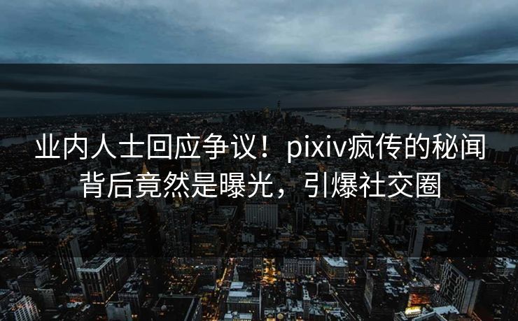 业内人士回应争议！pixiv疯传的秘闻背后竟然是曝光，引爆社交圈