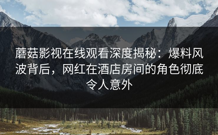 蘑菇影视在线观看深度揭秘：爆料风波背后，网红在酒店房间的角色彻底令人意外