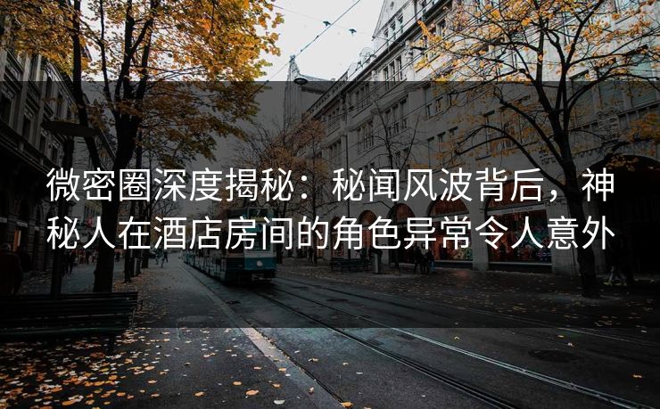 微密圈深度揭秘：秘闻风波背后，神秘人在酒店房间的角色异常令人意外