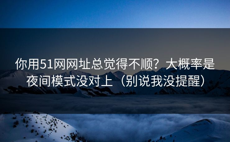 你用51网网址总觉得不顺？大概率是夜间模式没对上（别说我没提醒）